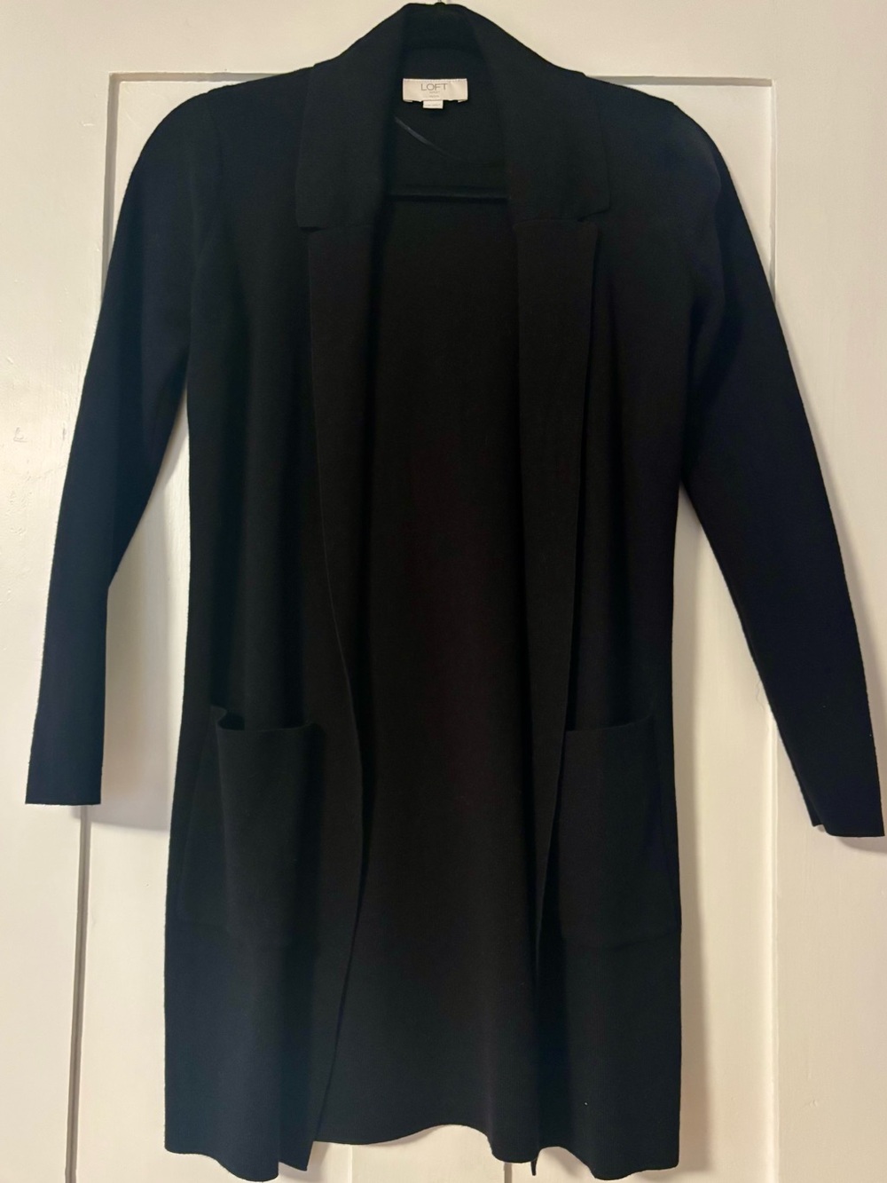 *NWOT* LOFT Outlet Black Open-Front Long Cardigan ( Size XXSP)